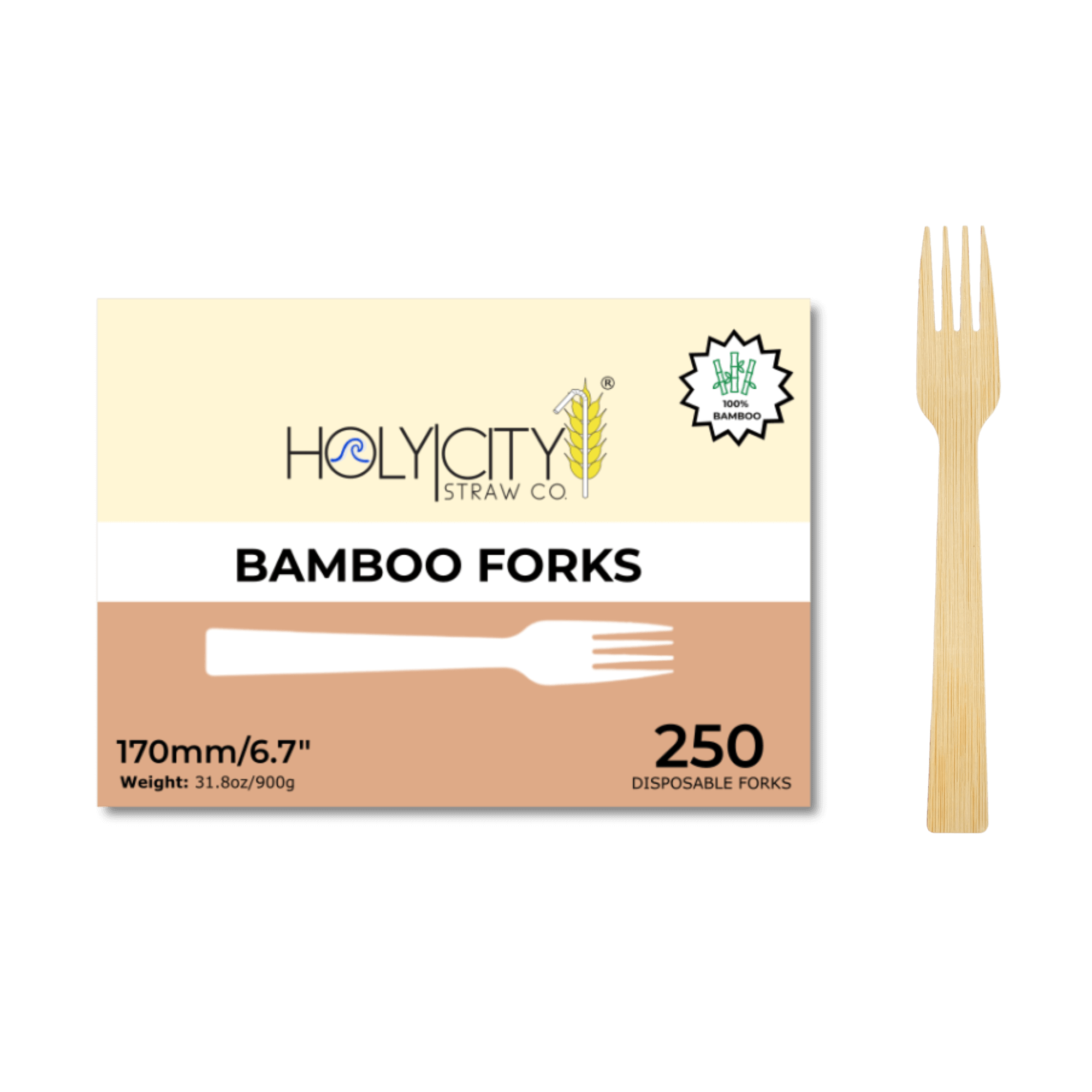 Holy City Straw Co. 250 count box of unwrapped dessert bamboo forks