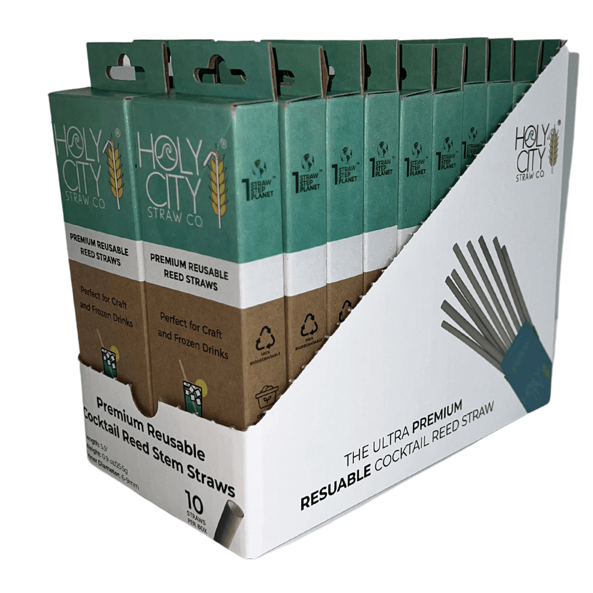 Cocktail Reed Stem Drinking Straws Inner pack 20 boxes 10 ct Right