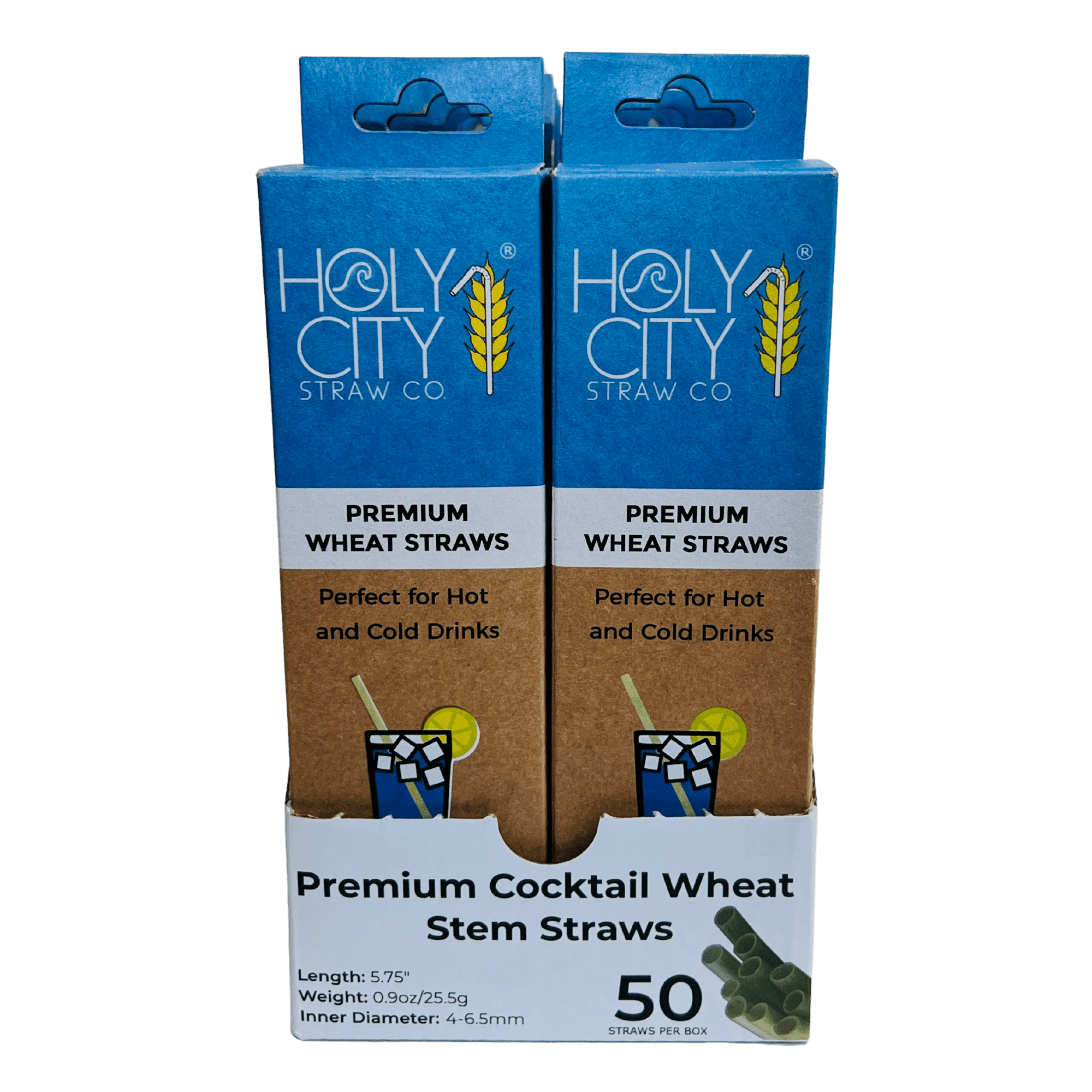 Cocktail Wheat Stem Drinking Straws Inner Pack 10 Boxes 50ct Front