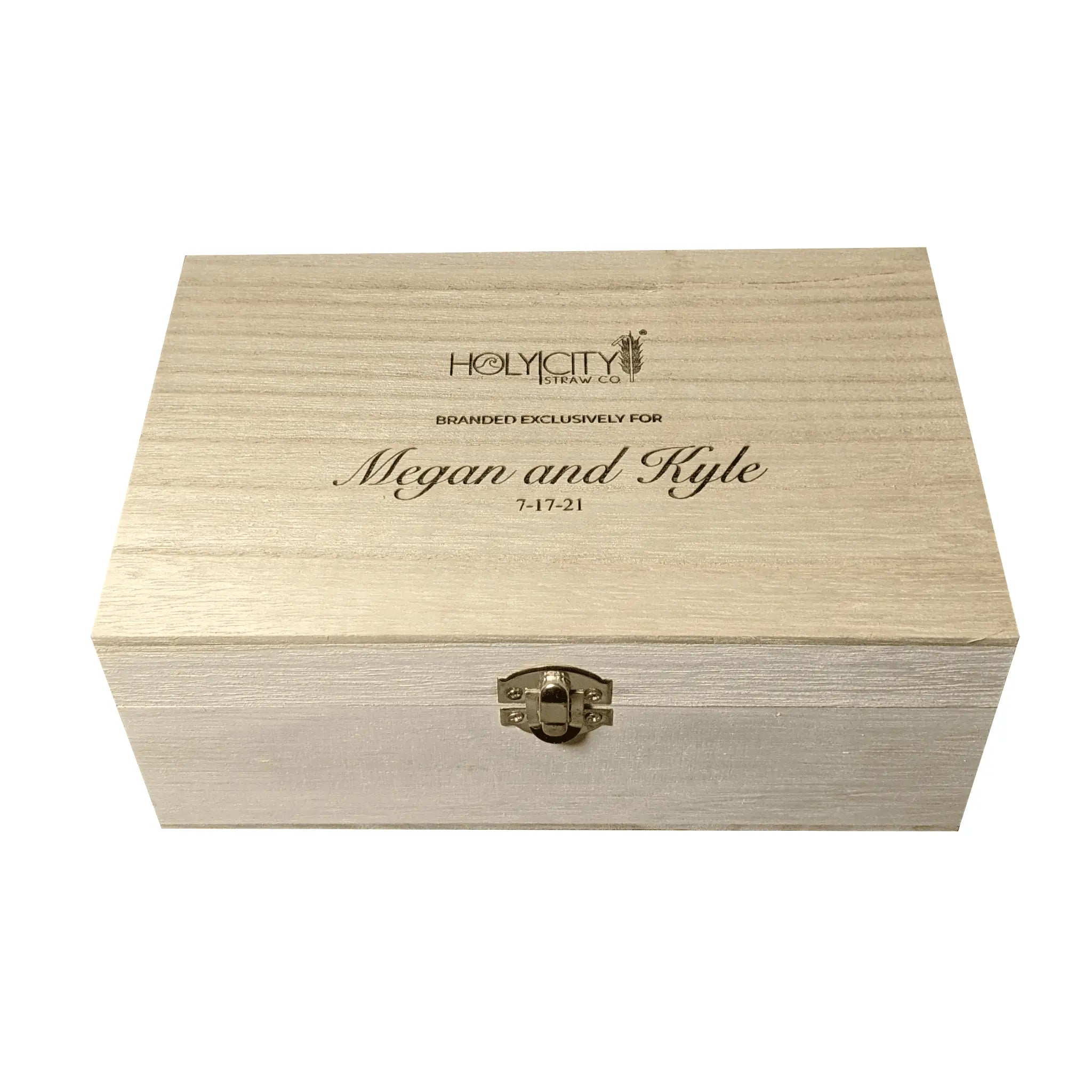 Megan and Kyle Wedding Custom Branded Straw Holder Box Top.png