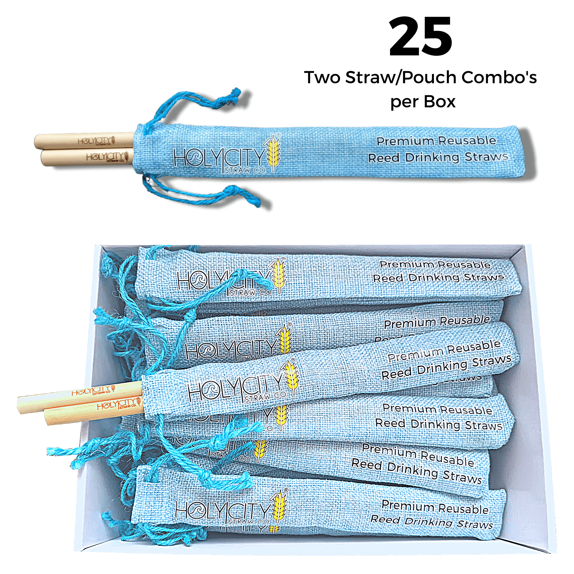 Holy City Straw Company Inner Pack of 25 two straw pouches retail open