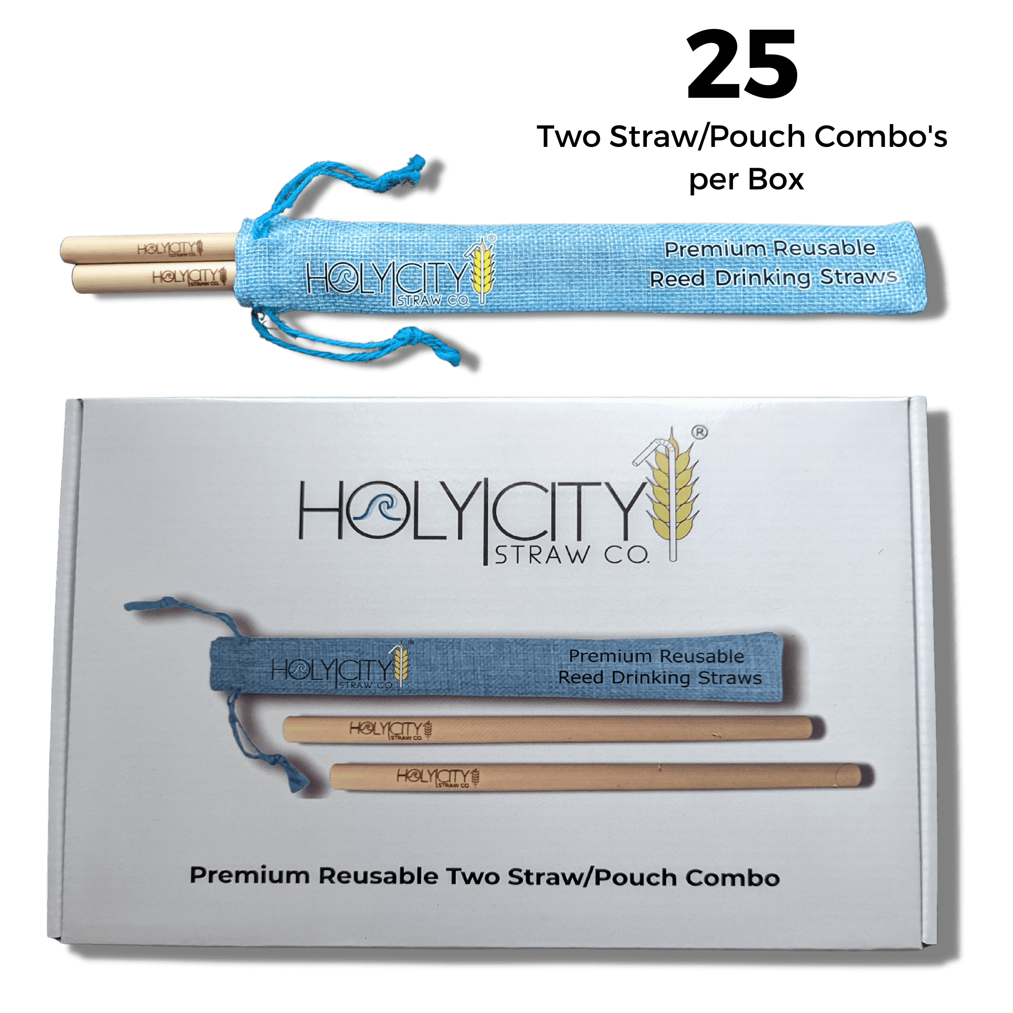 Holy City Straw Company Inner Pack of 25 two straw pouches retail top