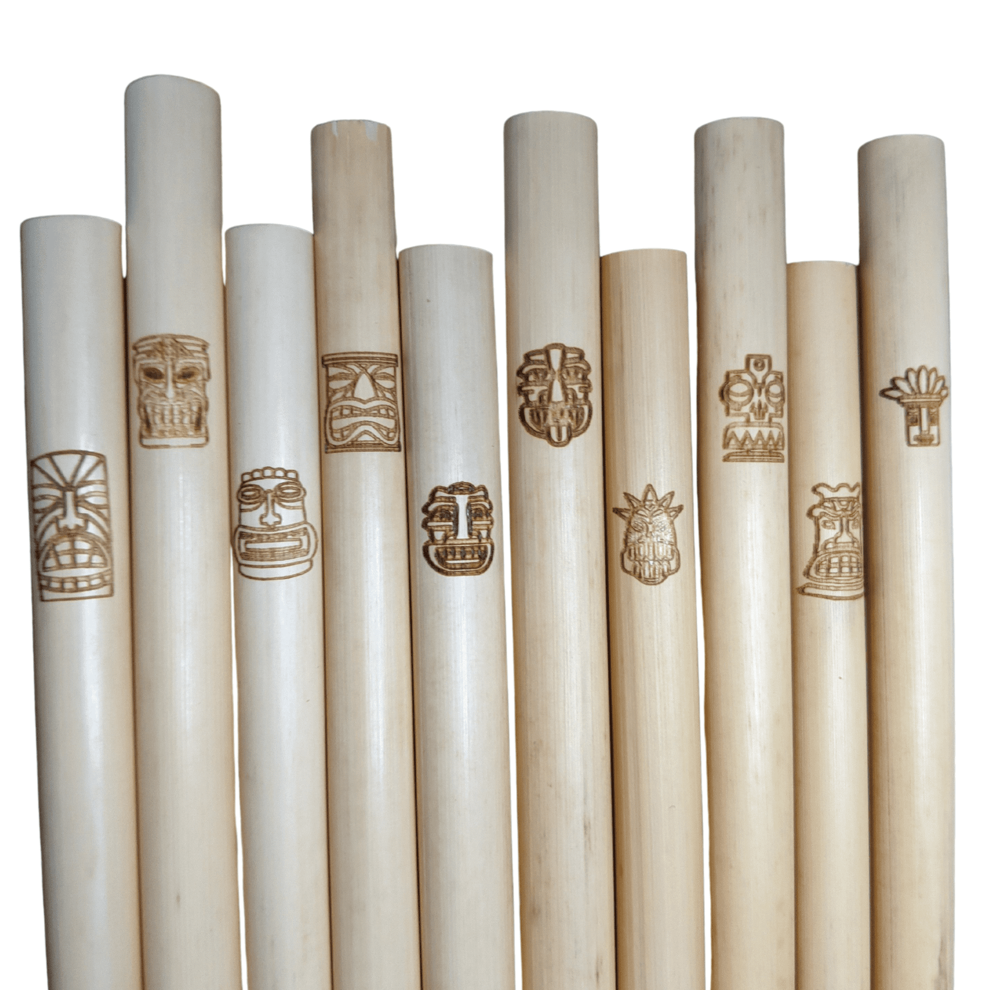 Holy City Straw Company Tiki Collector Series Branded Reed Straws 10 pack staggered straws with mask branding