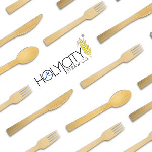 6.7" Assorted Bamboo Cutlery Set | 24ct. (8x each)