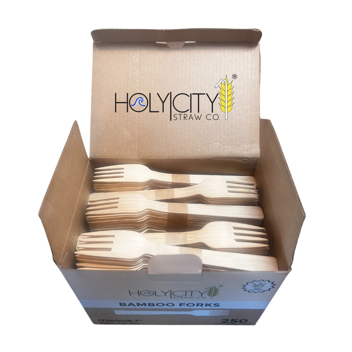 Holy City Straw Co. 250 count open box of unwrapped forks
