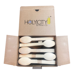Holy City Straw Co. 250 count open box of unwrapped spoons