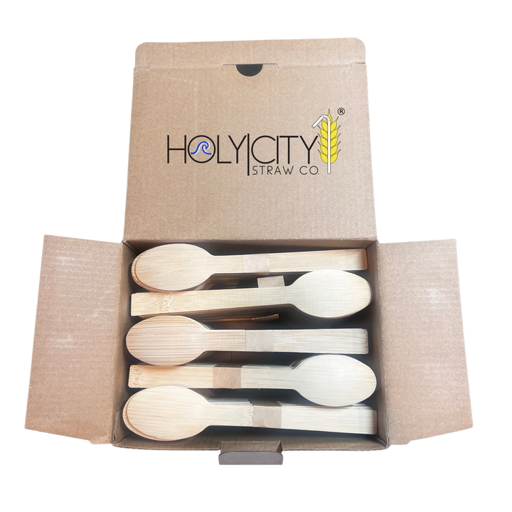 Holy City Straw Co. 250 count open box of unwrapped spoons