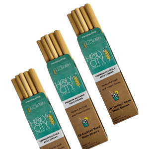 Cocktail Reusable Reed Straw Bundle 3 Pack Angled