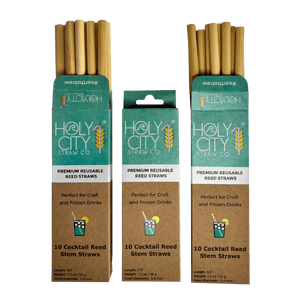 Cocktail Reusable Reed Straw Bundle 3 Pack Stack