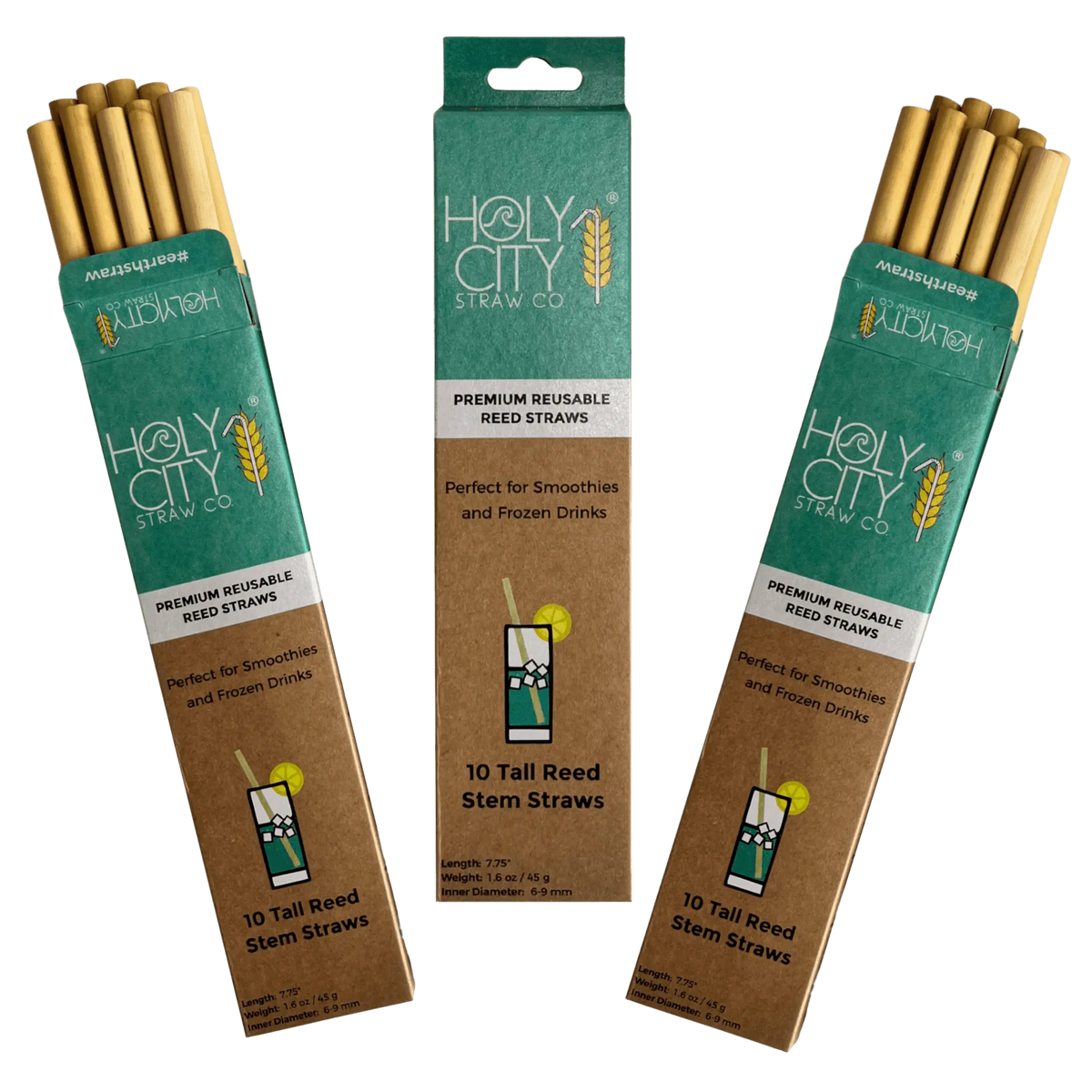 Tall Reusable Reed Straw Bundle - 3 Pack – Holy City Straw Company