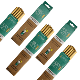 5 Pack Bundle of Holy City Straw Company Tall Reusable Reed Straws angled