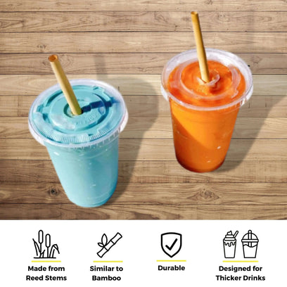 Fruit and juice smoothies side by side