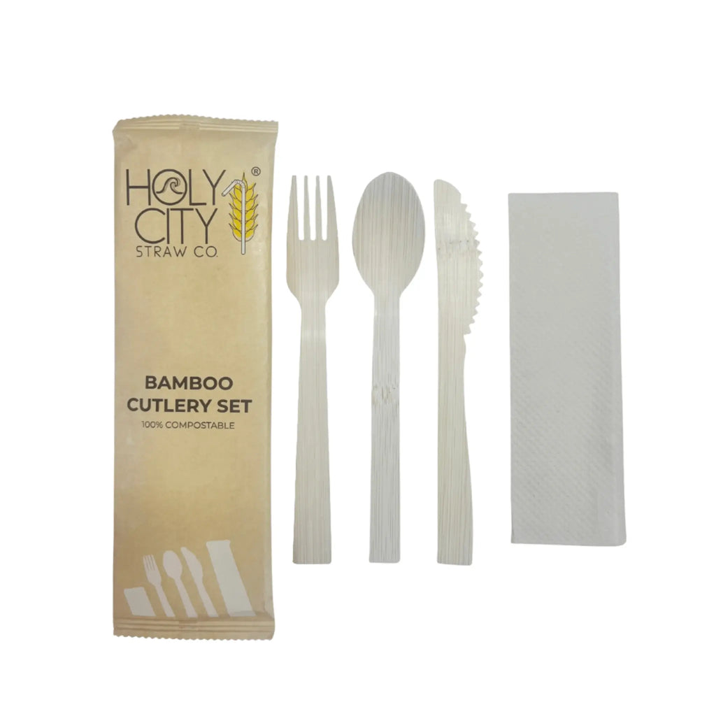 6.7" Wrapped Bamboo Cutlery Set | Sample