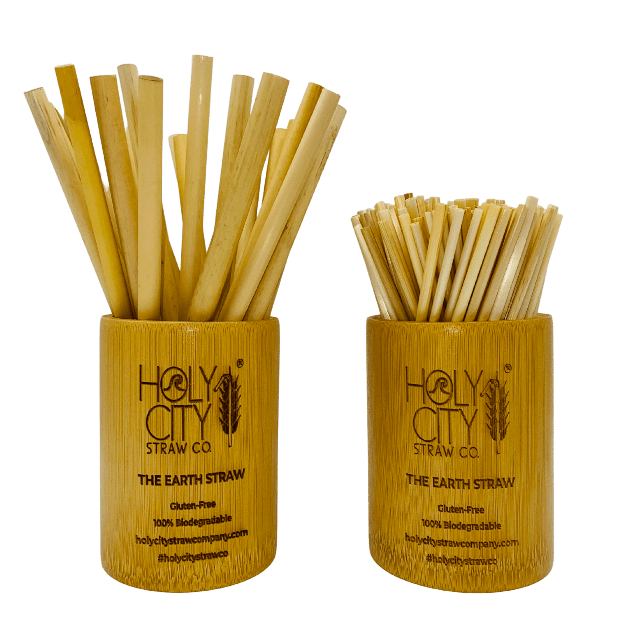 Holy City Straw Company Holders side by side with reed and wheat straws in it