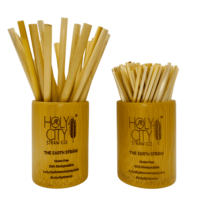 Holy City Straw Company Holders side by side with reed and wheat straws in it