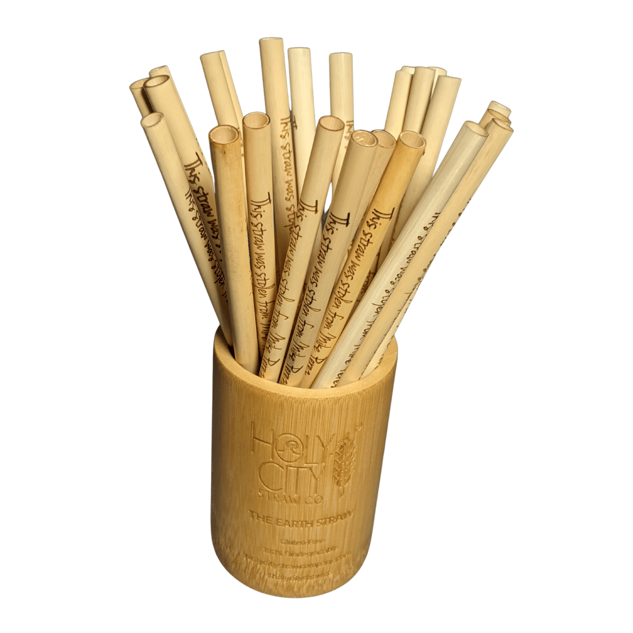 Holy City Straw Company Branded small Bamboo Straw Holder with straws