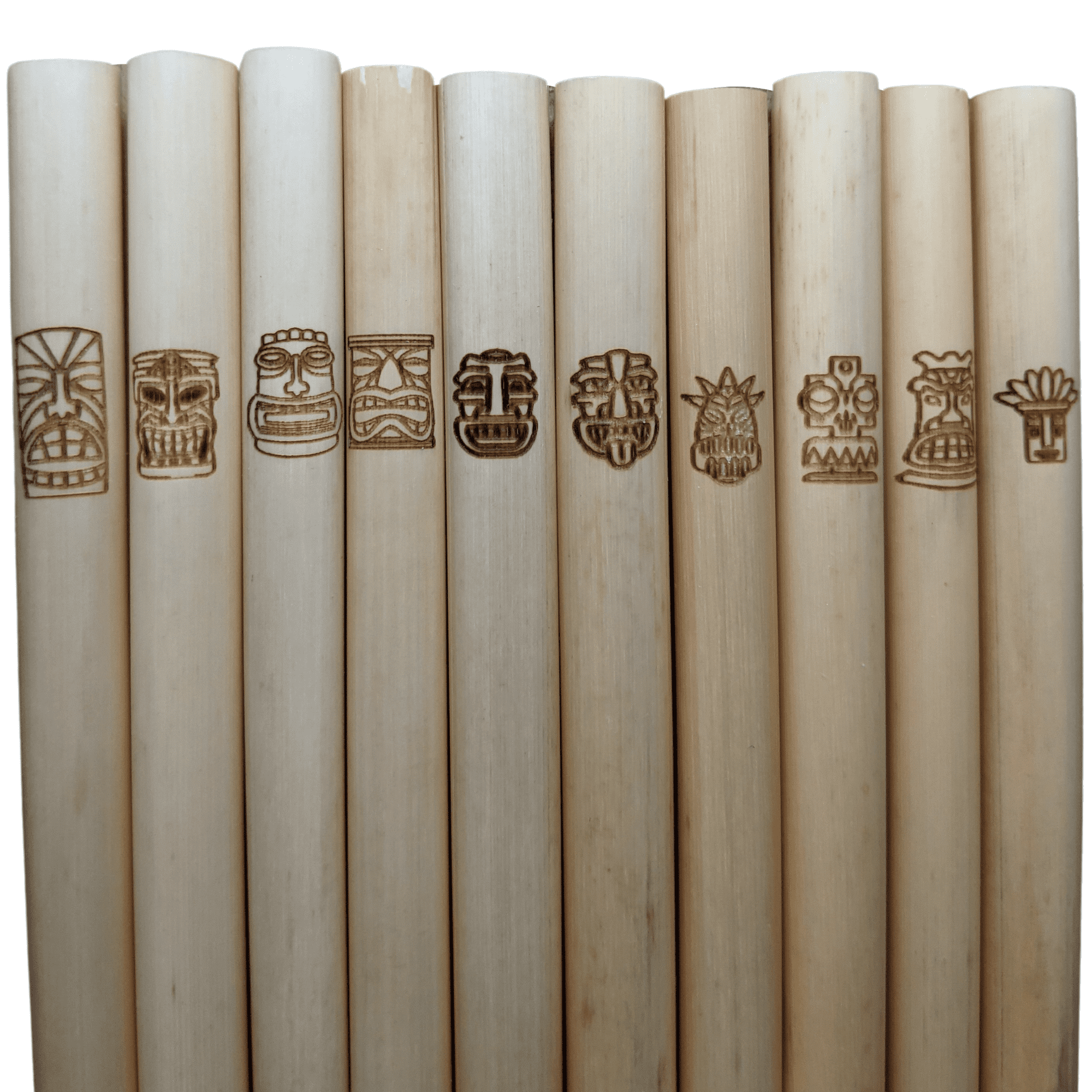 Holy City Straw Company Tiki Collector Series Branded Reed Straws 10 pack masks