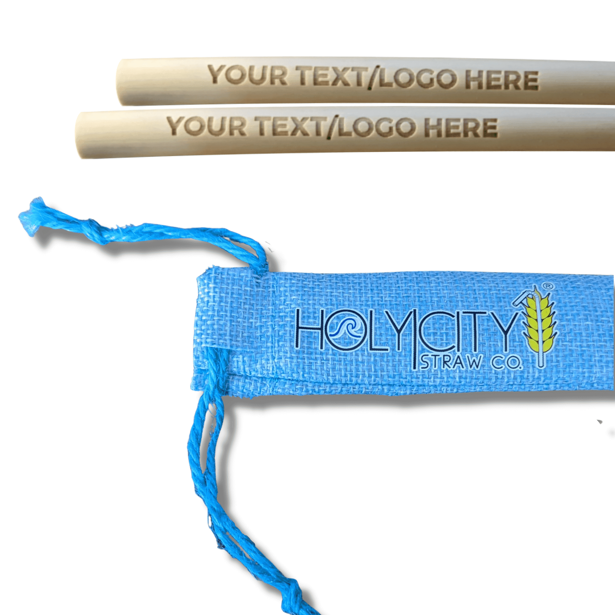 Customizable Two Straw/ Holy City Branded Jute Pouch Combo