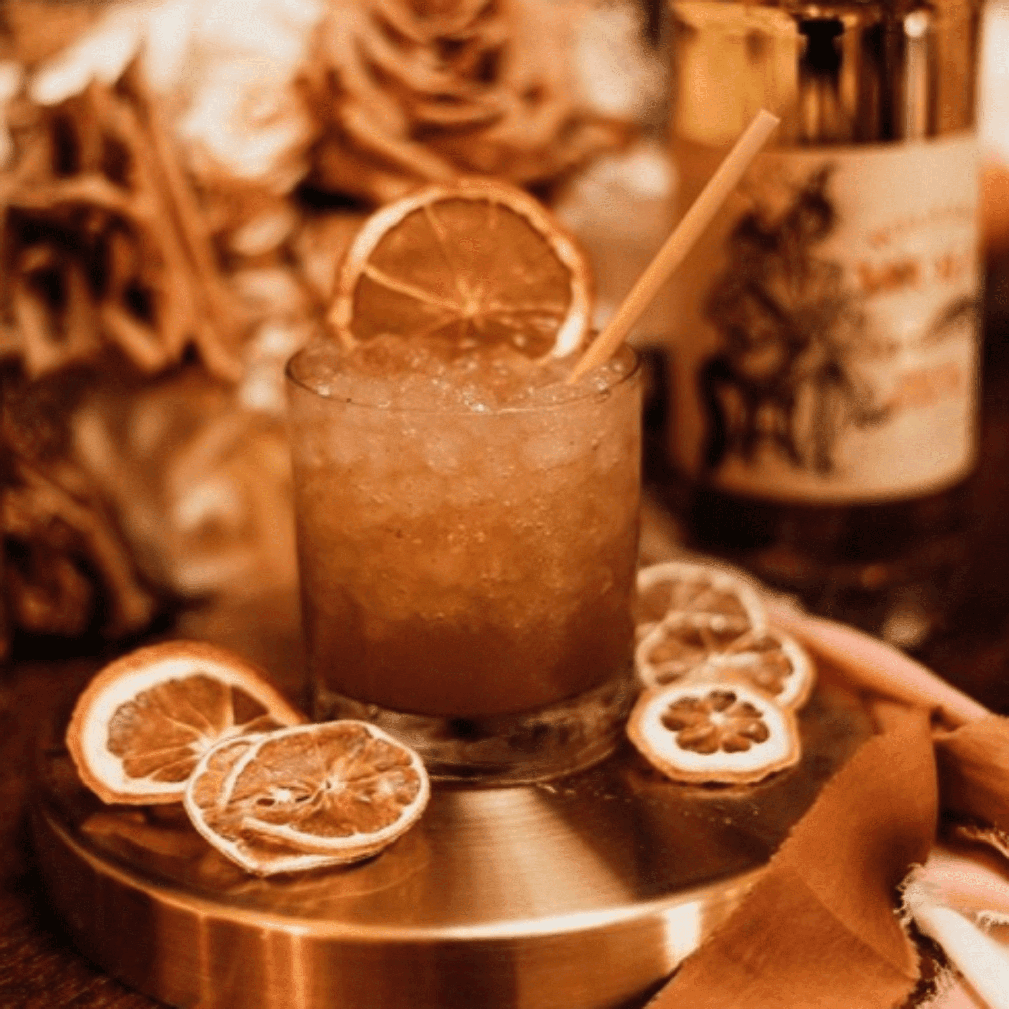 Vintage Citrus Cocktail accompanied with wheat straw